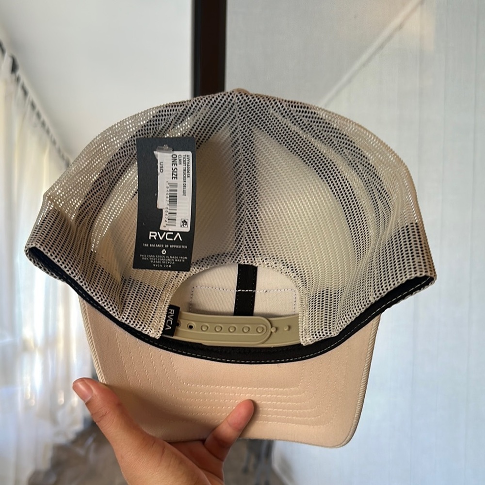RVCA Tan and Brown Trucker Hat with Leather Patch - Picture 2 of 3